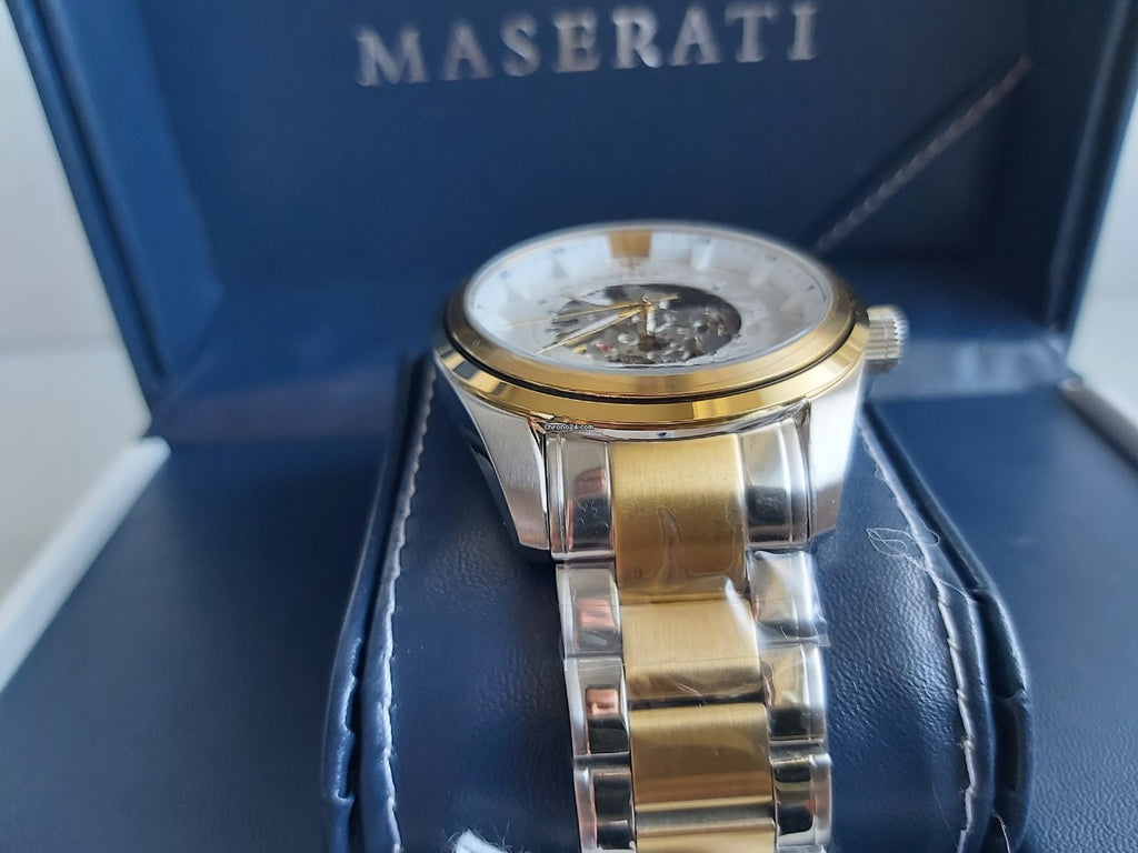 Buy Shop Maserati Traguardo Automatic White Skeleton Dial Two Tone Steel Strap Watch For Men - R8823112003 USA Online