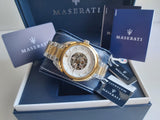 Buy Shop Maserati Traguardo Automatic White Skeleton Dial Two Tone Steel Strap Watch For Men - R8823112003 USA Online