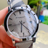 Buy Shop Burberry The City Beige Dial Chequered Brown Leather Strap Watch for Women - BU9029 USA Online