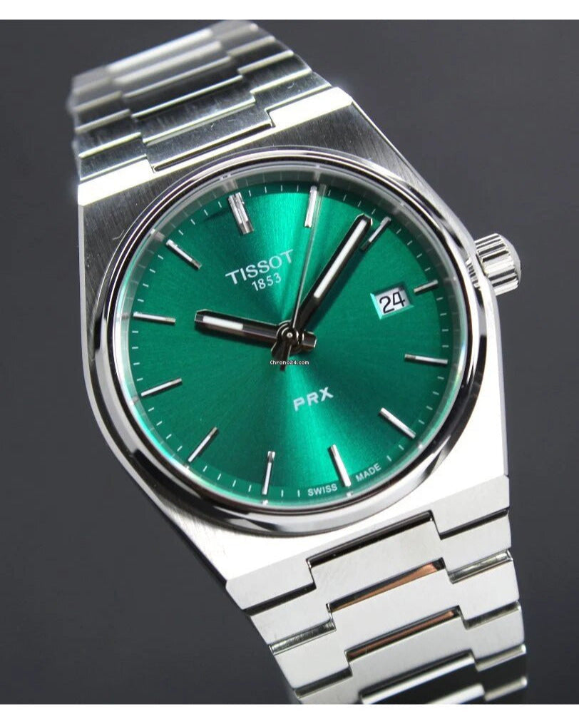 Buy Shop Tissot PRX Green Dial Silver Steel Strap Watch For Men - T137.410.11.091.00 USA Online
