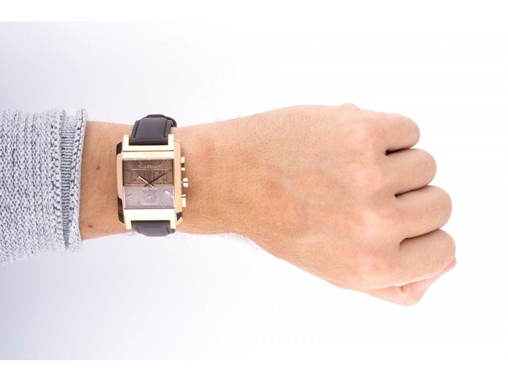 Buy Shop Burberry Heritage Chronograph Square Grey Dial Brown Leather Strap Watch for Men - BU1566 USA Online