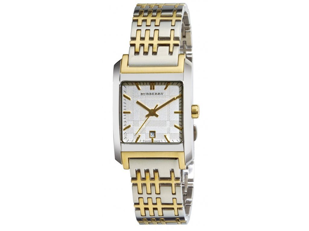 Buy Shop Burberry Nova Checked White Dial Two Tone Stainless Steel Strap Watch for Women - BU1573 USA Online