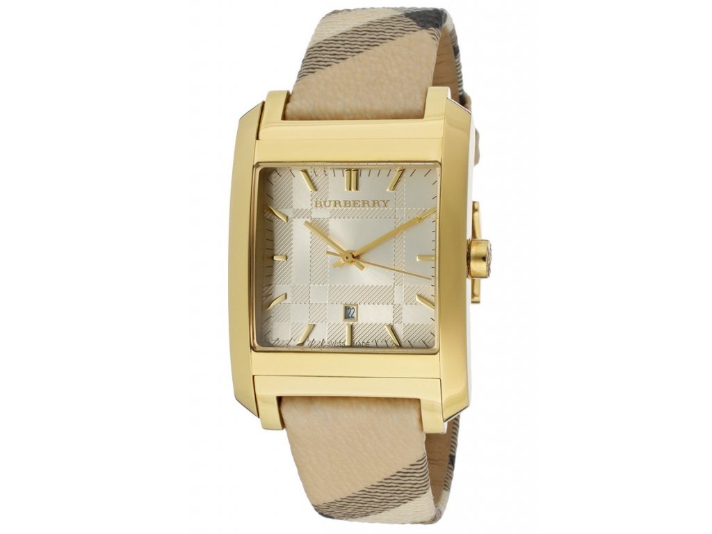 Buy Shop Burberry Nova Gold Tone Square Dial Leather Strap Watch for Women - BU1582 USA Online