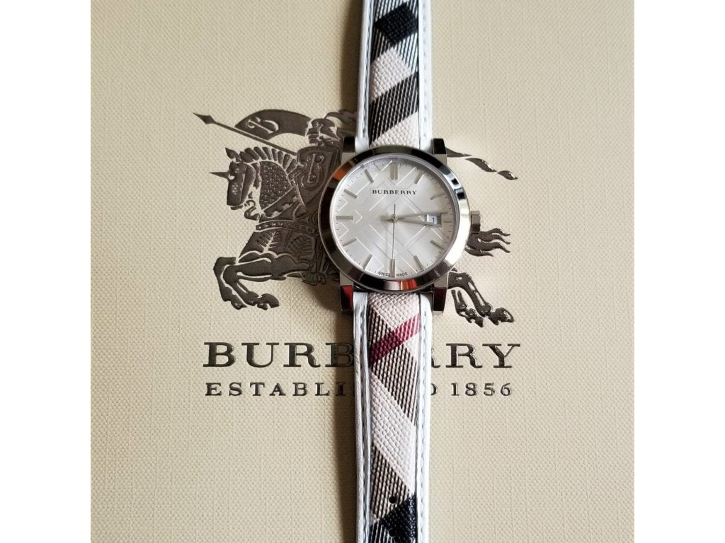 Buy Shop Burberry The City Silver Dial Brown Leather Strap Watch for Women - BU9136 USA Online