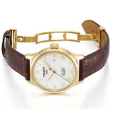 Buy Shop Tissot Le Locle Automatic Gold Dial Brown Leather Strap Watch For Men - T41.5.413.73 USA Online