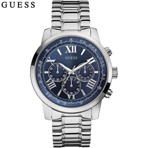 Buy Shop Guess Horizon Chronograph Quartz Blue Dial Silver Steel Strap Watch for Men - W0379G3 USA Online