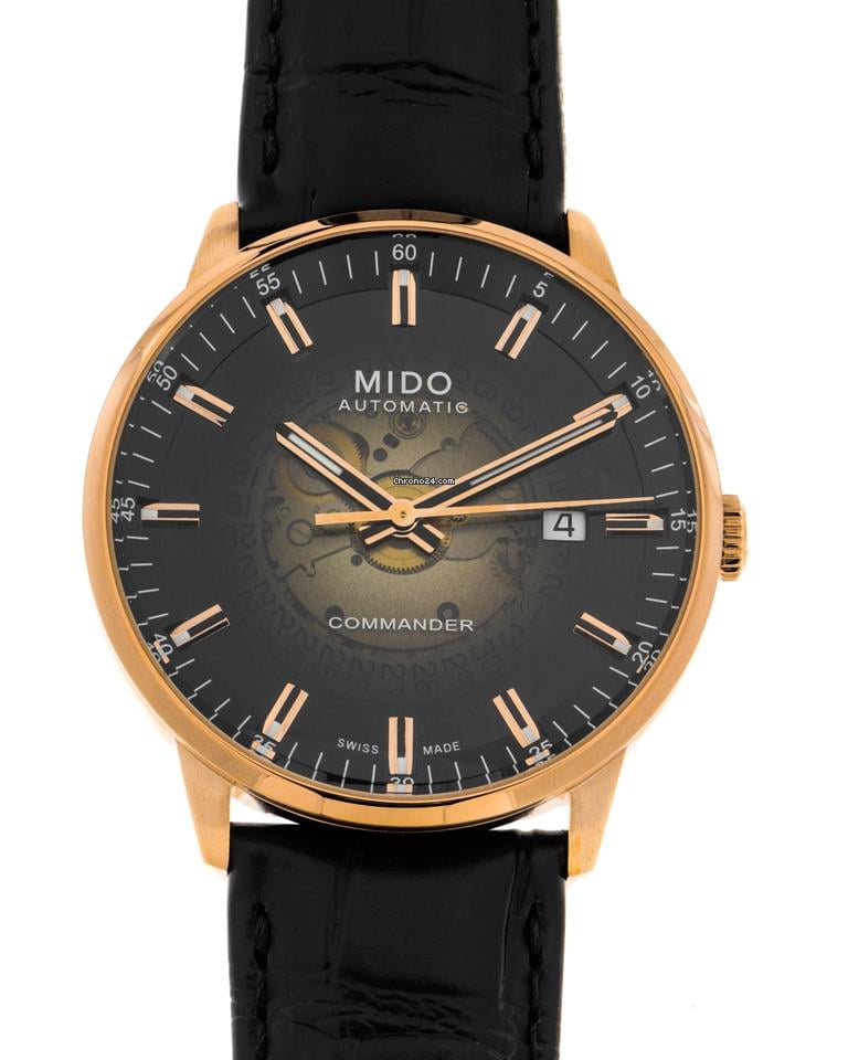 Buy Shop Mido Commander Automatic Black Dial Black Leather Strap Watch For Men - M021.407.36.411.00 USA Online