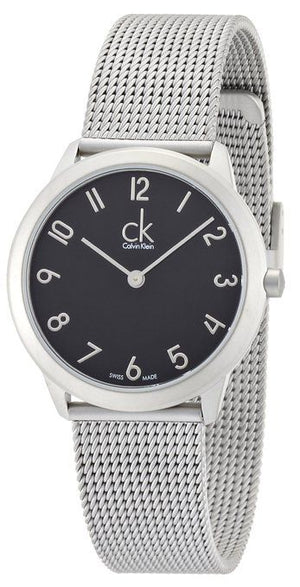 Buy Shop Calvin Klein Minimal Black Dial Silver Mesh Bracelet Watch for Women - K3M52151 USA Online