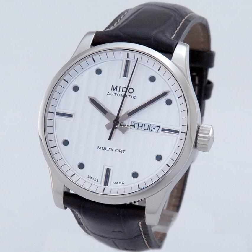 Buy Shop Mido Multifort Automatic Silver Dial Black Leather Strap Watch For Men - M005.430.16.031.80 USA Online