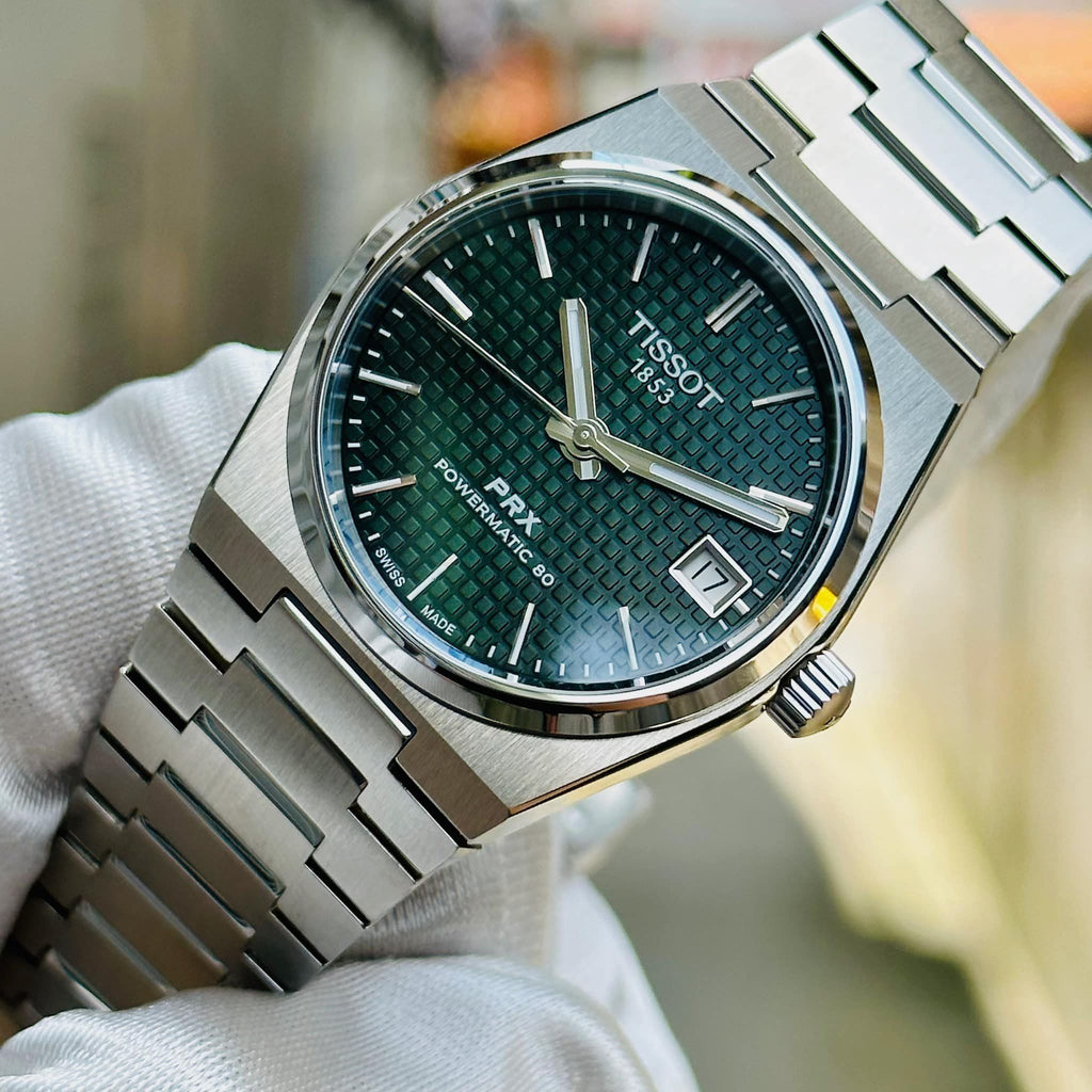 Tissot PRX Powermatic 80 Green Dial Silver Steel Strap Watch for Men - T137.207.11.091.00