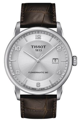Buy Shop Tissot Luxury Powermatic 80 Silver Dial Brown Leather Strap Watch For Men - T086.407.16.037.00 USA Online