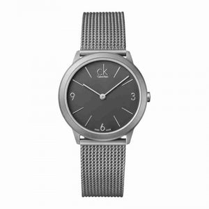 Buy Shop Calvin Klein Minimal Grey Dial Silver Mesh Bracelet Watch for Men - K3M52154 USA Online