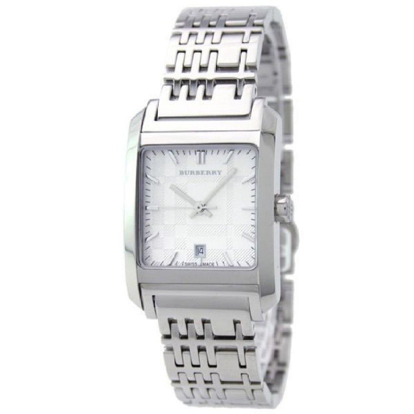 Buy Shop Burberry Nova Check Square White Dial Silver Steel Strap Watch for Women - BU1572 USA Online