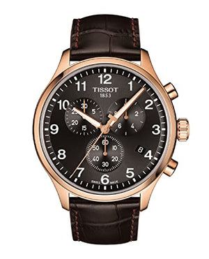 Buy Shop Tissot Chrono XL Black Dial Brown Leather Strap Watch For Men - T116.617.36.057.01 USA Online