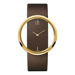 Buy Shop Calvin Klein Glam Transparent Dial Brown Leather Strap Watch for Women - K9423503 USA Online