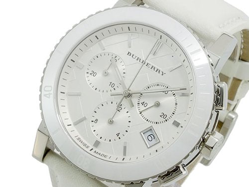 Buy Shop Burberry City Chronograph White Dial White Leather Strap Watch For Women - BU9701 USA Online