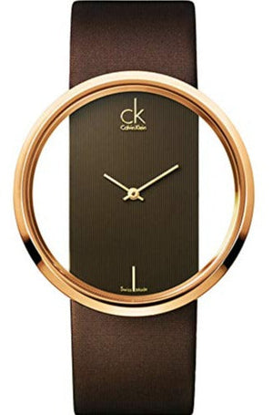 Buy Shop Calvin Klein Glam Transparent Dial Brown Leather Strap Watch for Women - K9423303 USA Online