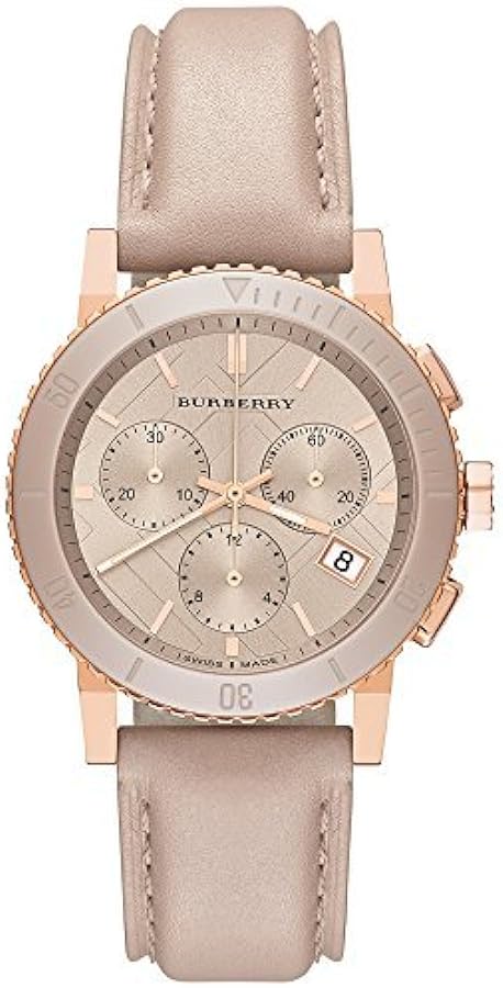 Buy Shop Burberry The City Chronograph Rose Gold Dial Beige Leather Strap Watch For Women - BU9702 USA Online