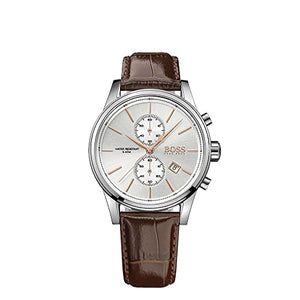 Buy Shop Hugo Boss Jet Chronograph Quartz Silver Dial Brown Leather Strap Watch For Men - HB1513280 USA Online