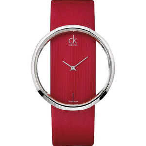 Buy Shop Calvin Klein Glam Transparent Dial Red Leather Strap Watch for Women - K9423144 USA Online