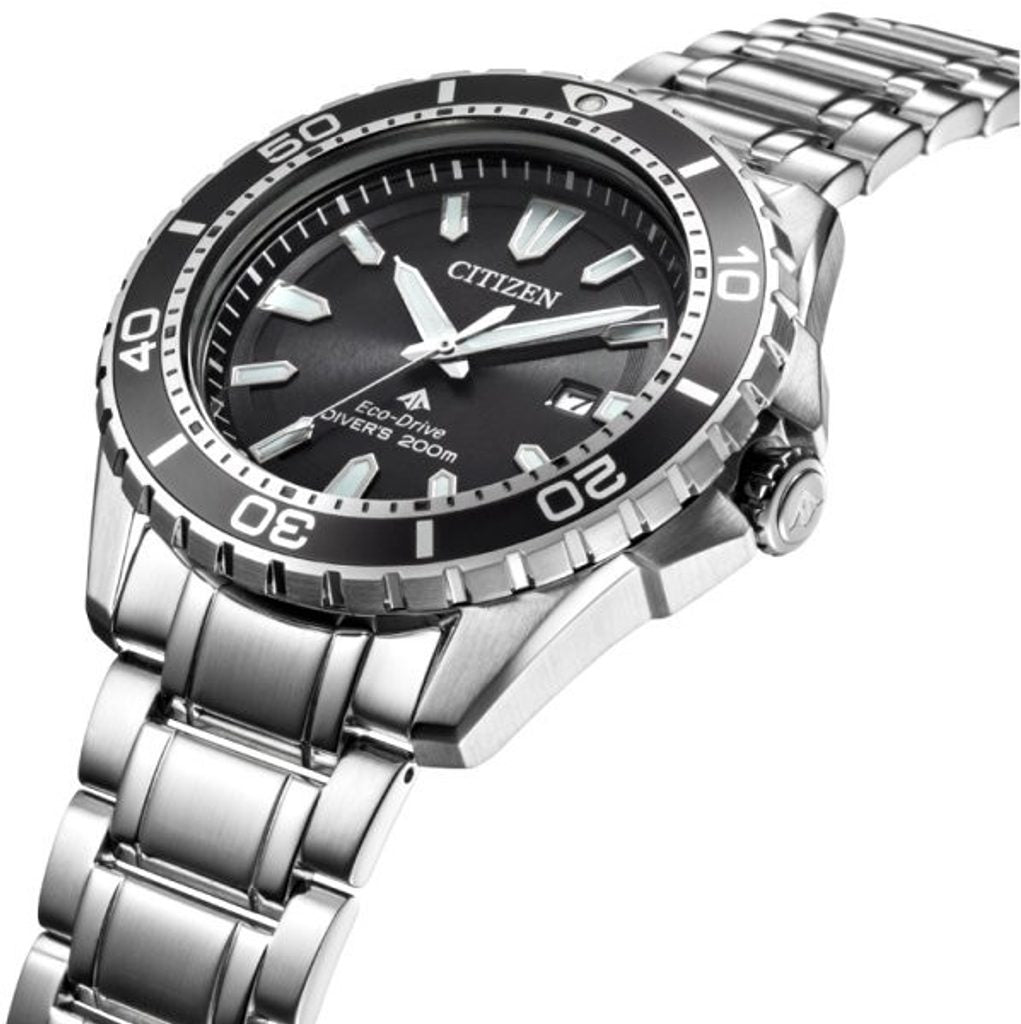 Buy Shop Citizen Promaster Diver Chronograph Black Dial Silver Steel Strap Watch For Men - BN0190-82E USA Online
