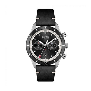Buy Shop Hugo Boss Chronograph Black Dial Black Leather Strap Watch for Men - 1513864 USA Online