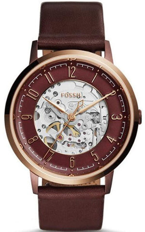 Buy Shop Fossil Vintage Muse Automatic Skeleton Maroon Dial Maroon Leather Strap Watch for Women - ME3137 USA Online