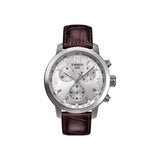 Buy Shop Tissot PRC 200 Chronograph Silver Dial Brown Leather Strap Watch For Men - T055.417.16.037.00 USA Online
