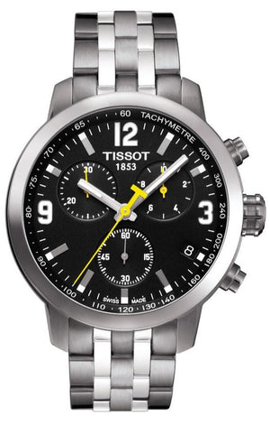 Buy Shop Tissot PRC 200 Chronograph Black Dial Silver Steel Strap Watch For Men - T055.417.11.057.00 USA Online