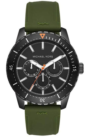 Buy Shop Michael Kors Cunningham Chronograph Black Dial Green Rubber Strap Watch For Men - MK7165 USA Online