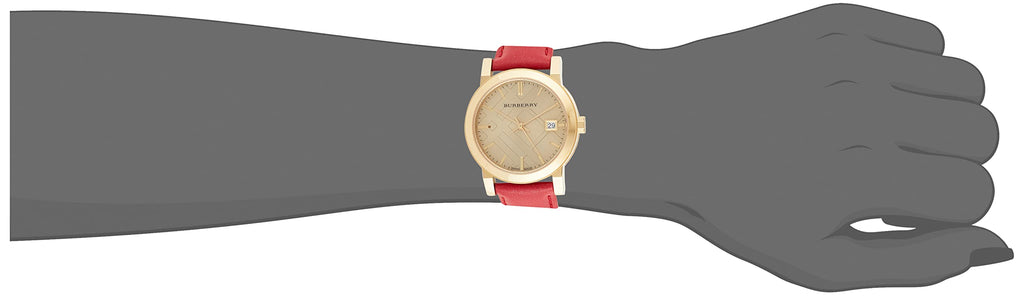 Buy Shop Burberry The City Gold Dial Red Leather Strap Watch for Women - BU9140 USA Online