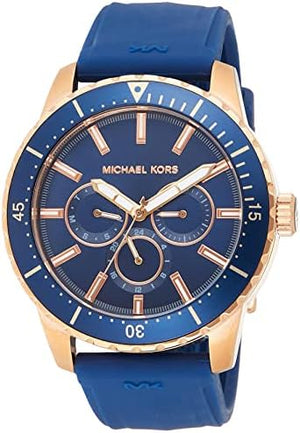 Buy Shop Michael Kors Cunningham Multifunction Blue Dial Blue Rubber Strap Watch For Men - MK7163 USA Online