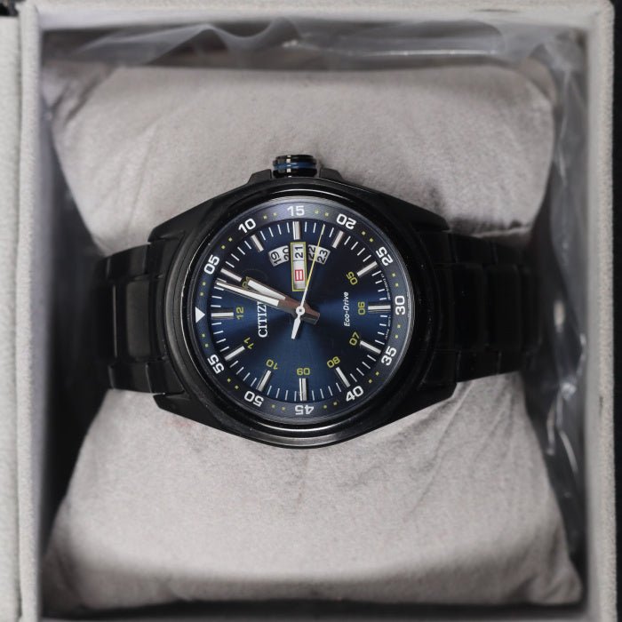 Buy Shop Citizen Eco Drive Blue Dial Black Steel Strap Watch For Men - AW0024-58LB USA Online
