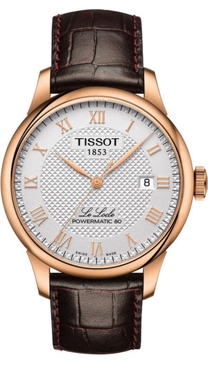 Buy Shop Tissot Le Locle Powermatic 80 Silver Dial Brown Leather Strap Watch For Men - T006.407.36.033.00 USA Online