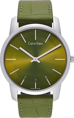 Buy Shop Calvin Klein City Green Dial Green Leather Strap Watch for Men - K2G211WL USA Online