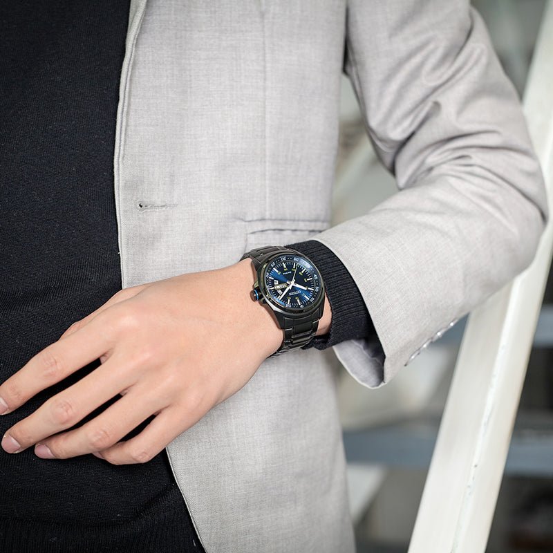 Buy Shop Citizen Eco Drive Blue Dial Black Steel Strap Watch For Men - AW0024-58LB USA Online