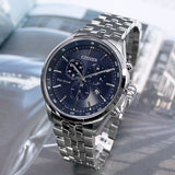 Buy Shop Citizen Eco Drive Chronograph Blue Dial Silver Steel Strap Watch For Men - AT2140-55L USA Online