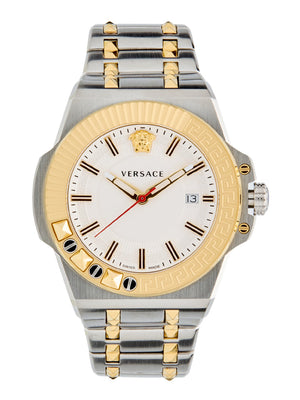 Buy Shop Versace Chain Reaction Quartz White Dial Two Tone Steel Strap Watch for Men - VEDY00519 USA Online