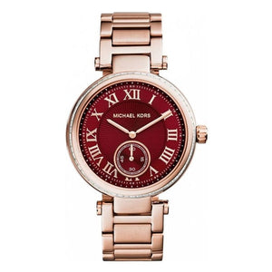 Buy Shop Michael Kors Skylar Maroon Dial Rose Gold Steel Strap Watch for Women - MK6086 USA Online