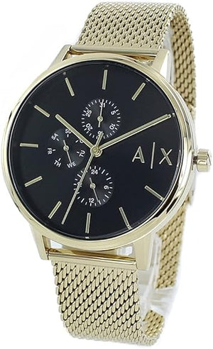 Buy Shop Armani Exchange Cayde Chronograph Black Dial Gold Mesh Strap Watch For Men - AX2715 USA Online