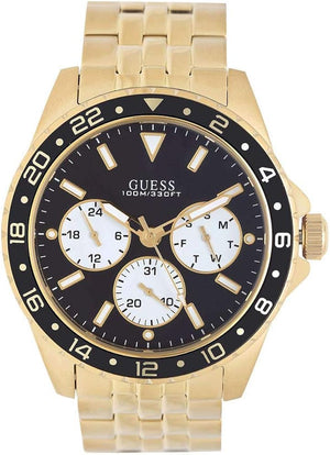 Buy Shop Guess Odyssey Multifunction Black Dial Gold Steel Strap Watch For Men - W1107G4 USA Online