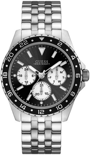 Buy Shop Guess Odyssey Black Dial Silver Steel Strap Watch For Men - W1107G1 USA Online