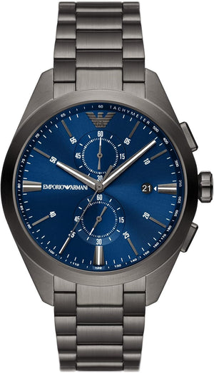 Buy Shop Emporio Armani Chronograph Quartz Blue Dial Grey Steel Strap Watch For Men - AR11481 USA Online