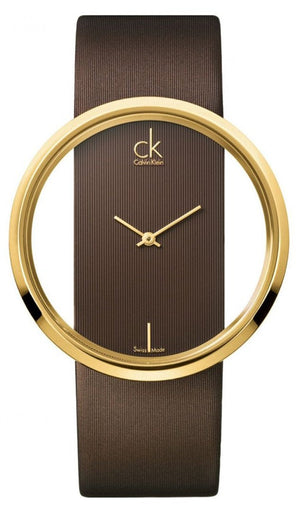 Buy Shop Calvin Klein Glam Transparent Dial Brown Leather Strap Watch for Women - K9423503 USA Online