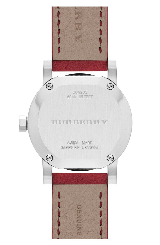 Buy Shop Burberry The City Silver Dial Red Strap Watch for Women - BU9232 USA Online