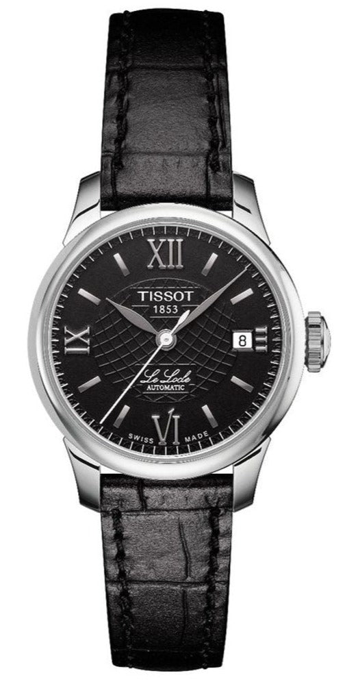 Buy Shop Tissot Le Locle Automatic Lady Black Dial Black Leather Strap Watch for Women - T41.1.123.57 USA Online