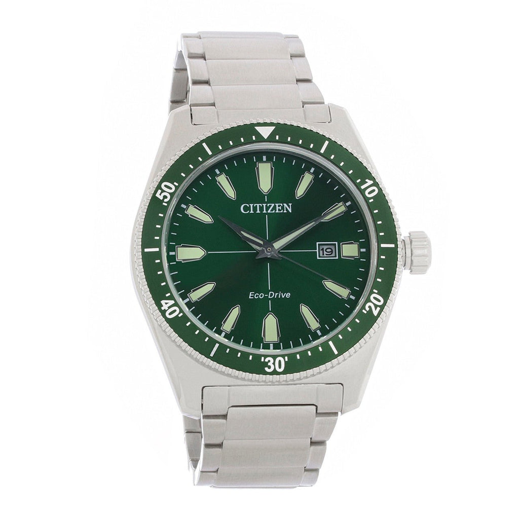 Buy Shop Citizen Eco Drive Vintage Green Dial Silver Steel Strap Watch For Men - AW1598-70X USA Online