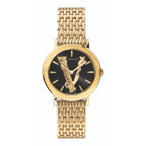 Buy Shop Versace Virtus Quartz Black Dial Gold Steel Strap Watch for Women - VEHC00619 USA Online