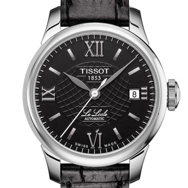 Buy Shop Tissot Le Locle Automatic Lady Black Dial Black Leather Strap Watch for Women - T41.1.123.57 USA Online