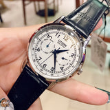 Buy Shop Citizen Eco Drive Silver Dial Black Leather Strap Watch For Men - AO9000-06B USA Online